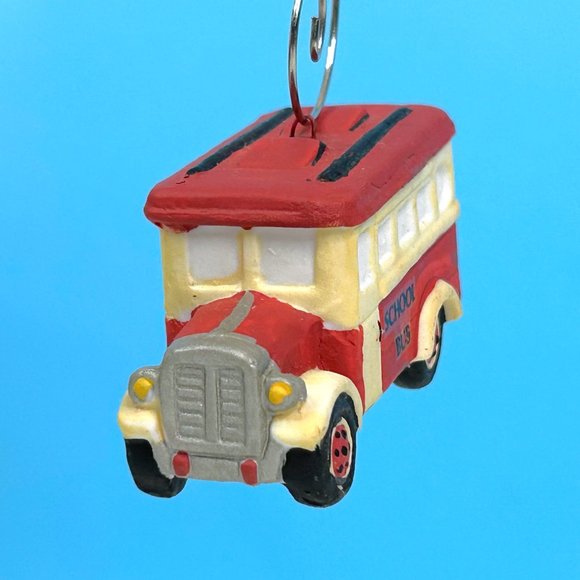 Vintage Retro Style School Bus Porcelain 2.5" Christmas Tree Ornament - Picture 2 of 5